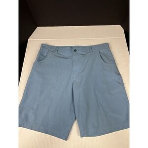 Straight Down Shorts Men's 36 Blue Chino Golf Casual Flat Front 9" Inseam